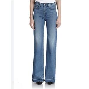 rag & bone‎ Justine Wide-Leg Jeans Medium Wash Jeans Raw Hem Soft 30